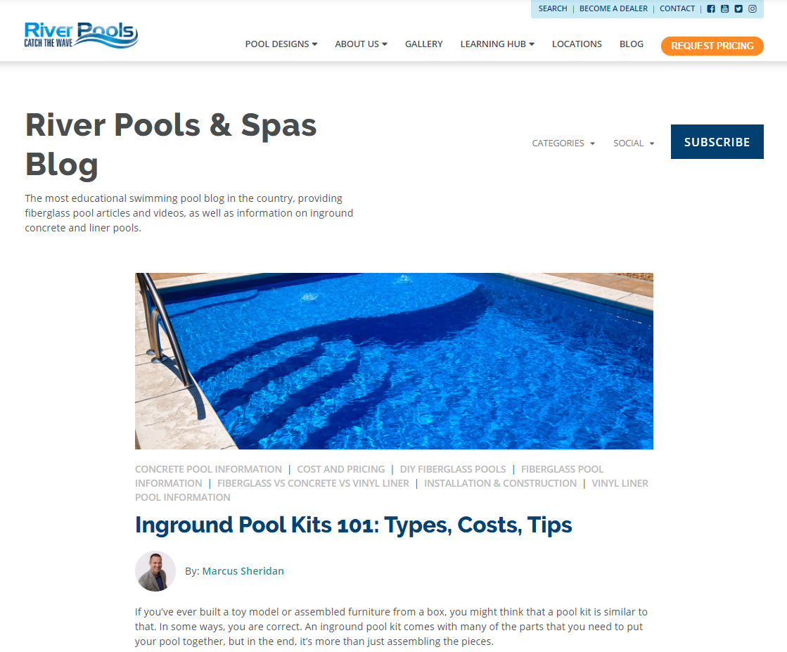 River Pools and Spas content marketing